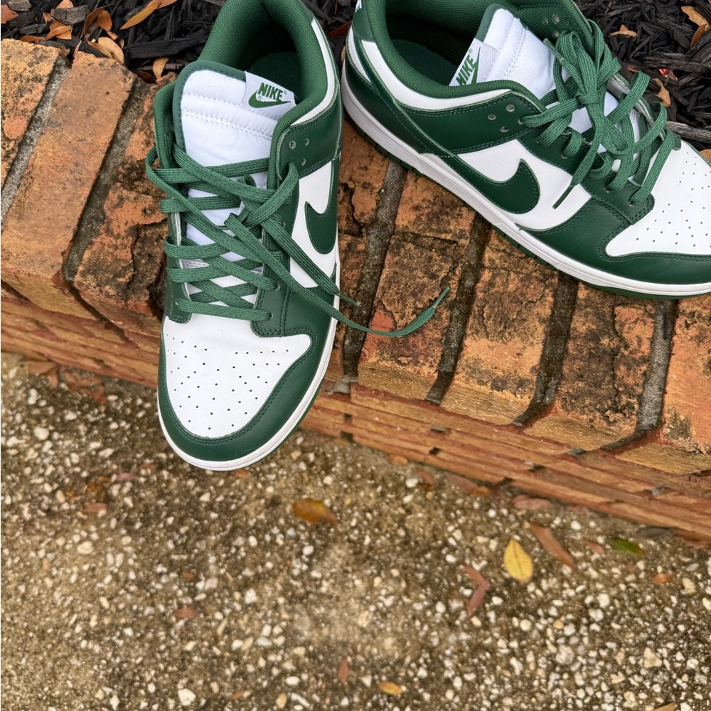 Nike Forest Green and White Athletic Shoes